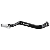 TUSK front view of folding shift lever showing black body and silver tip for improved control