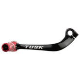 TUSK folding shift lever front view showing black body and red tip for improved control