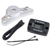 TUSK front-mounted tach/hour meter showing clear display and durability benefits
