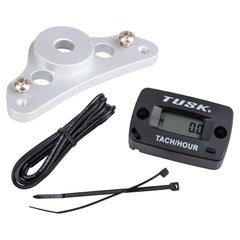 TUSK front-mounted tach/hour meter showing clear display and durability benefits