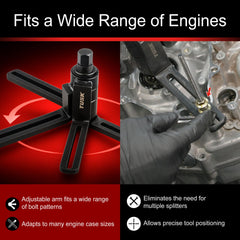 TUSK splitter in use on motorcycle crankcase demonstrating safe, even separation