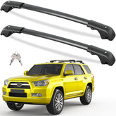 Tuyoung front view of cross bars mounted on 4Runner showing fit and strength