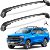 Tuyoung cross bars front view installed on Tahoe showing fit and stability