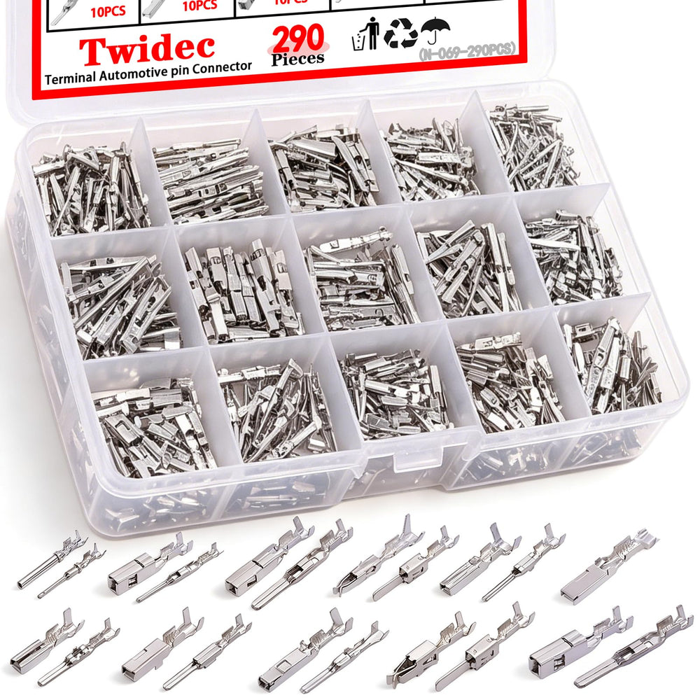 Twidec front packaging showing 290-piece connector kit and organized compartments benefiting quick selection