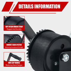 TYT handle detail with anti-slip grip for comfortable efficient cranking
