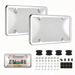 Tzuoen front view of clear license plate cover showing full kit benefit
