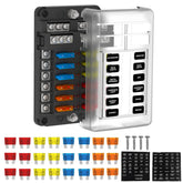 UCkasayfy fuse block front view showing all twelve fuse slots and organized layout for easy installation