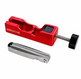 Ucreative front view of gap tool showing knob and seating slot for precise control