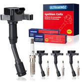 ultramindz front packaging showing complete four-coil and spark plug kit for easy replacement