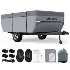 Umbrauto front view cover on trailer showing full weather protection