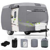 Umbrauto front view showing cover fitted to fiberglass trailer, protects from weather
