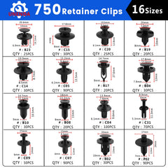 UNENDA close-up of diverse clip types showing head shapes and sizes for accurate matching