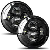 UNI-SHINE front view of paired 7-inch headlights showing crisp lenses and improved visibility
