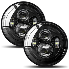 UNI-SHINE front view of paired 7-inch headlights showing crisp lenses and improved visibility