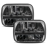 UNI-SHINE front view of 5x7 LED headlight showing bright lens and plug ease