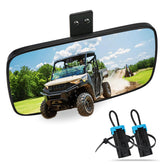 UNIGT front view mirror on Polaris Ranger showing wide rear visibility benefit