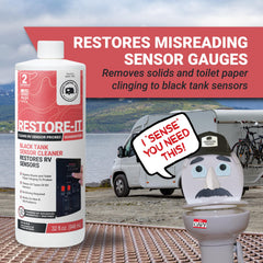 Unique Restore-It label closeup displaying directions and enzyme-bacteria formula benefits