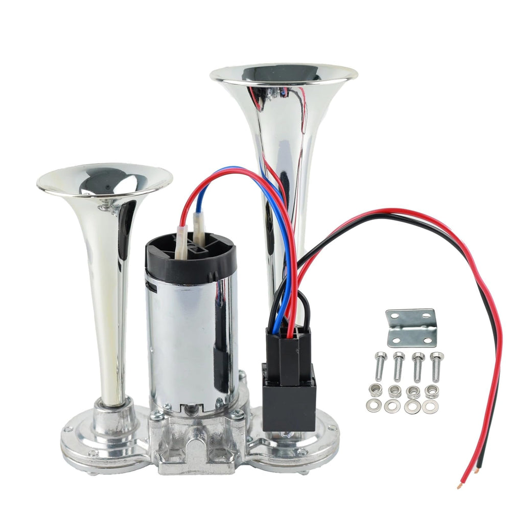 UPENGUPENG front view of dual metal trumpets showing bold design and audible presence