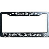 URCustomPro license plate frame front view showing message and fit benefits