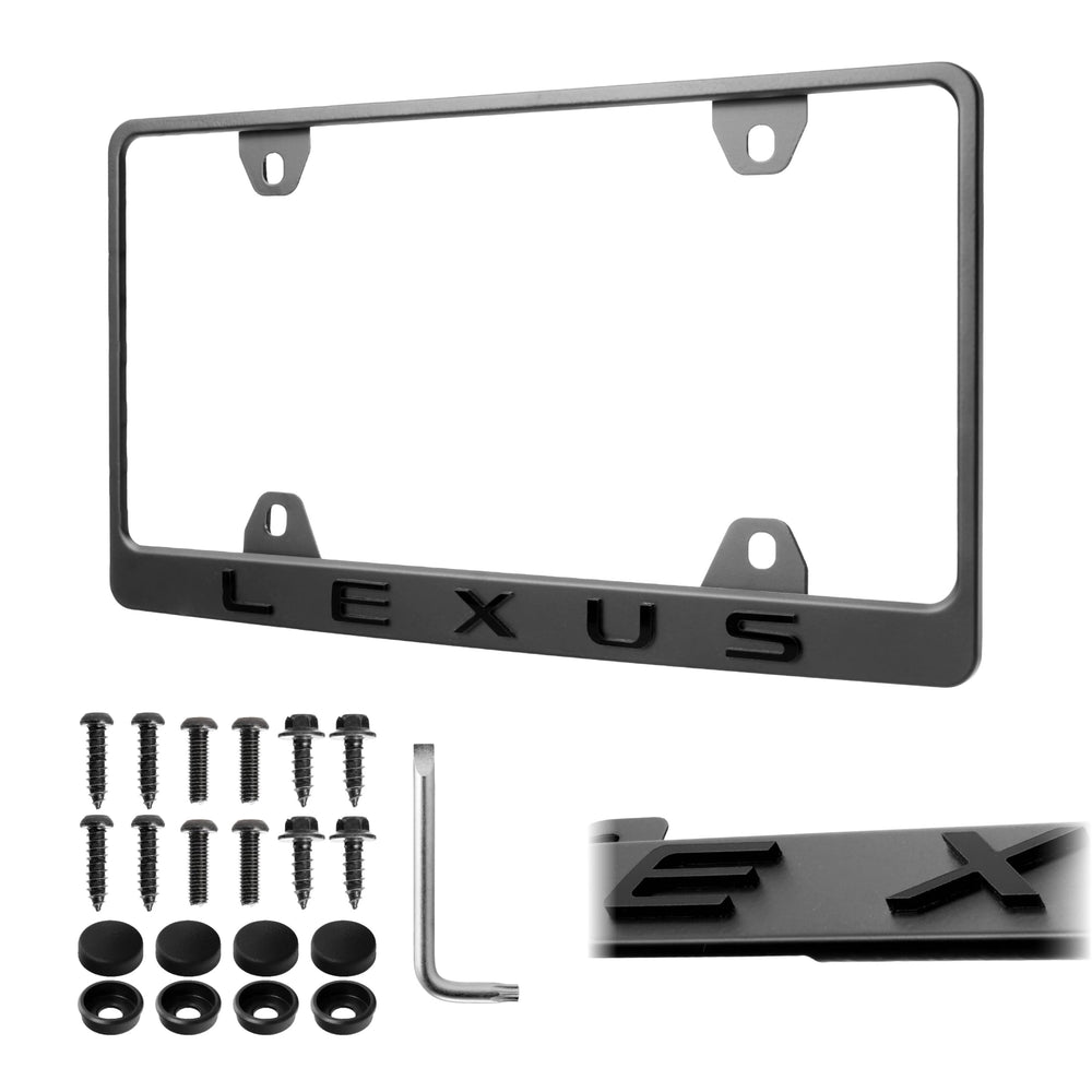 USR UNIQUE STYLE RACING front view of matte black license plate frame showing clean fit and style