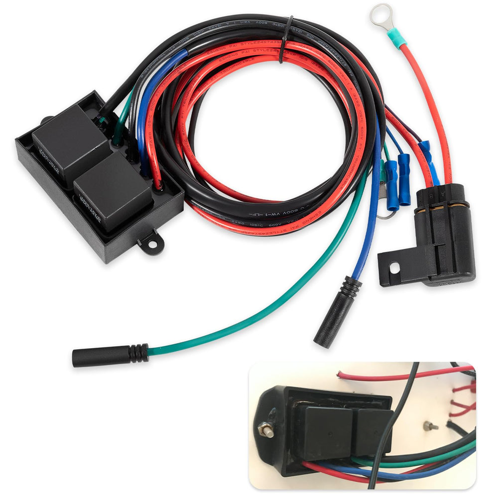 USSKYBOY front view of replacement relay harness showing connectors and cable routing, aids fit verification