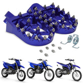 USTPO front view blue footpegs showing solid platform and grip benefit