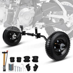USTPO front-mounted training wheels showing secure attachment and safer rides