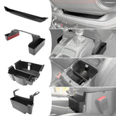Utiiy front packaging showing console organizer and benefits of added storage