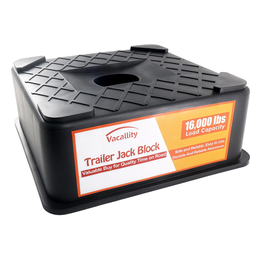 Vacallity front view of jack block showing wide base and stability benefit