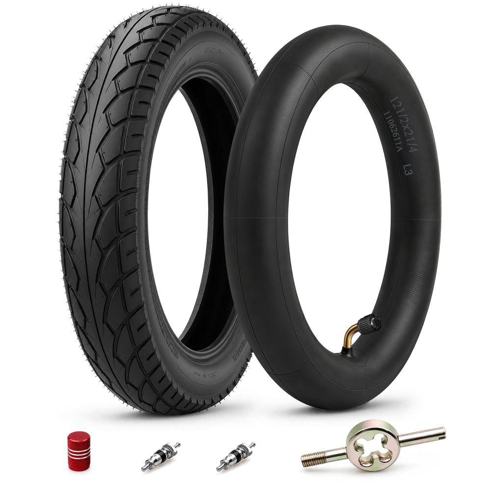 Valchoose front view of 12.5x2.25 tire and tube showing brand and fit
