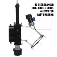 Valterra side profile highlighting the 45 degree angle for easier tank access