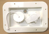 Valterra front faceplate showing gravity and city inlets, easy access benefit