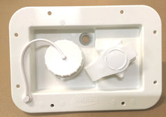 Valterra front faceplate showing gravity and city inlets, easy access benefit