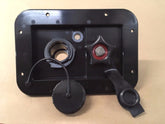 Valterra front housing view showing inlet and city connection, durable UV-stable finish