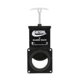 Valterra front view of black 3-inch waste valve body showing fit and finish benefits