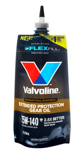 Valvoline pouch front view showing branding and easy pour benefit