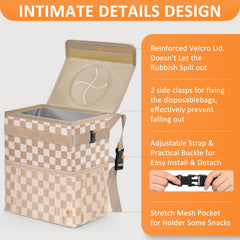 Vankor hanging from headrest offers organized back-seat space