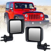 VANLOGY front view mirrors on Jeep Wrangler showing exact fit and improved visibility