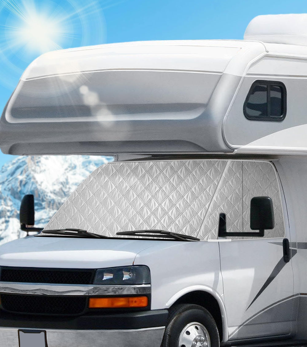 VANNCAMP front view installed on Express van showing full coverage and protection
