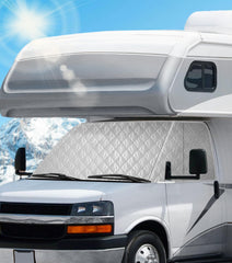 VANNCAMP front view installed on Express van showing full coverage and protection