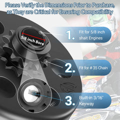 Vashly bore detail showing 5/8 inch bore and clean fitment that ensures secure crankshaft mounting