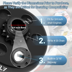 Vashly clutch close-up of the teeth showing precise machining for smooth #35 chain engagement