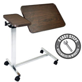 Vaunn overbed table front view showing stability and large work surface benefit