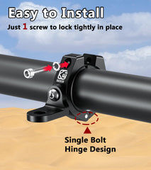 VAZESWIN hinge bolt close-up highlighting single-bolt fast install benefit