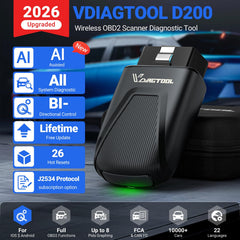 VDIAGTOOL D200 closeup of OBD2 connector demonstrating secure fit and fast data