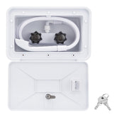 VECKYJL front exterior shower box showing sleek white finish and neat fit
