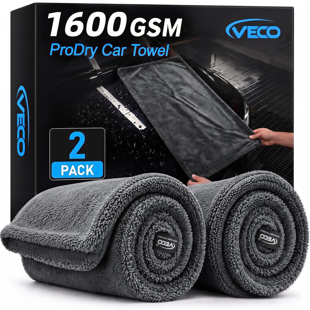 Veco front view packaging showing towel and brand, highlights quick drying