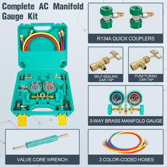VECOTOOLS close-up of brass manifold and blue valves highlighting corrosion resistance