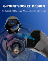 VEHIRETL socket fitted to a truck hub locknut in use, making wheel bearing service easier and safer
