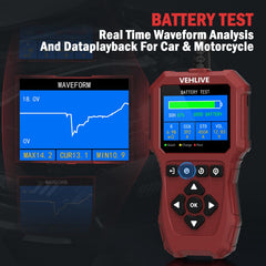 VEHLIVE BT911 testing a motorcycle battery in dedicated 6V mode for accuracy